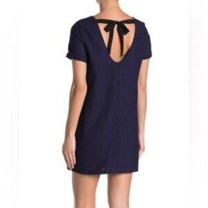 FRNCH 🟣 GUC Size Small Navy Blue Cotton Eyelet Shift Dress